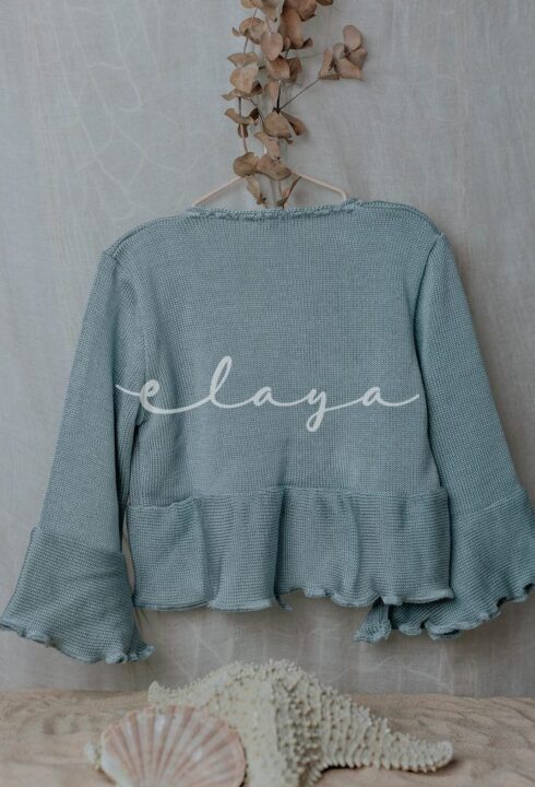 Chaqueta volantes de punto verde agua 2-14 años)