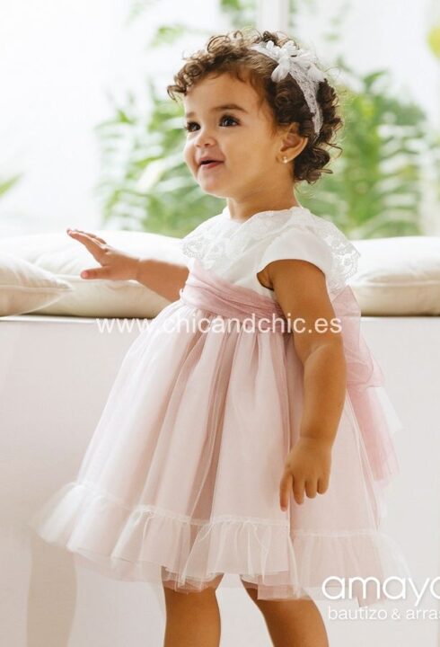 Vestido de ceremonia 519004 . Color crudo-rosa.