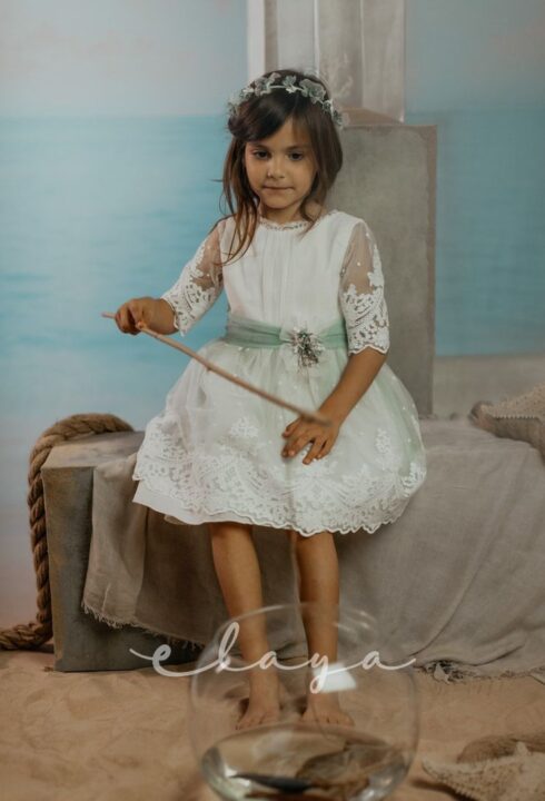 Vestido tul bordado beige PANDORA