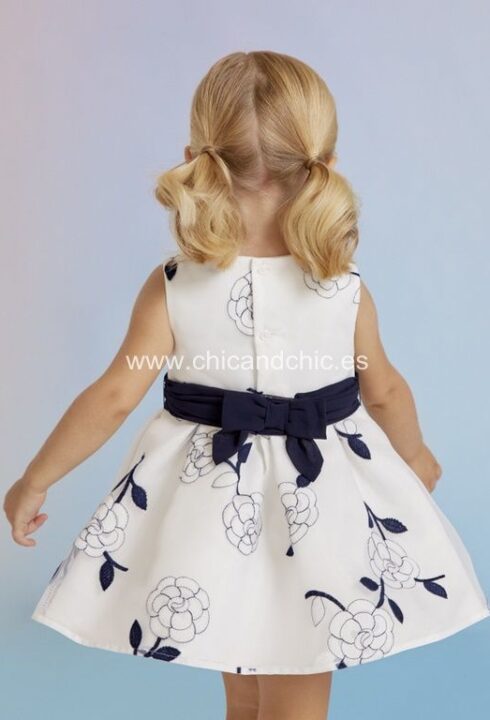 Vestido de ceremonia 5002 002. Blanco-Marino