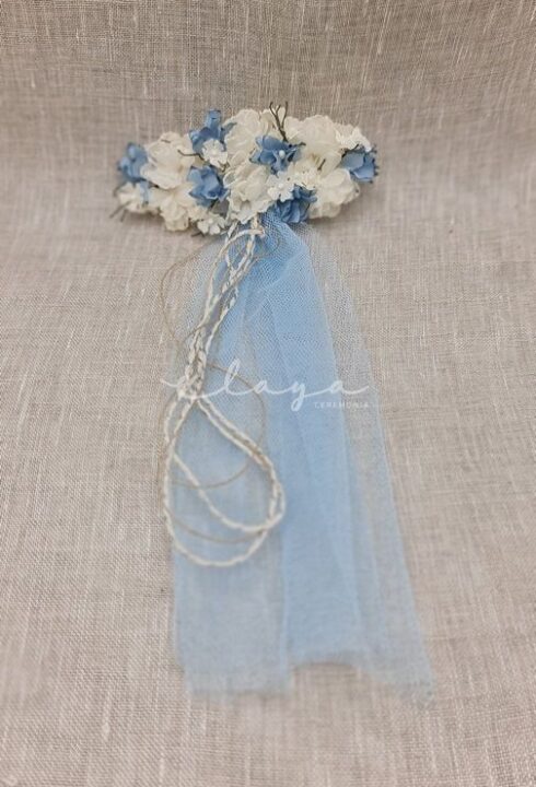 Tocado flore comunión 11228 Azul