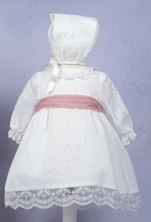 Vestido organza 34341ML Fajin verde agua