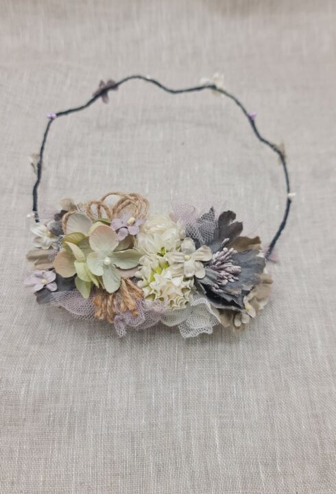 Corona flores 25101E tonos malvas