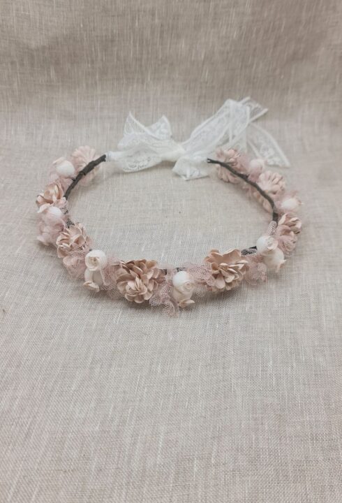 Corona flores 25104C  tonos rosas