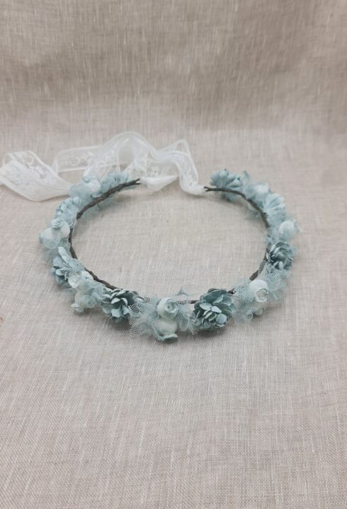 Corona flores 25104C  tonos verde agua