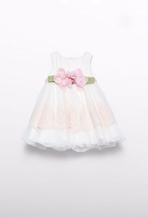 Vestido tul bordado 5004 077 tono rosa