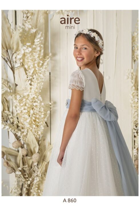 Vestido de comunión A860 tul bodoques