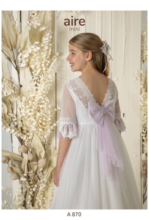 Vestido de comunión A870 tul topos