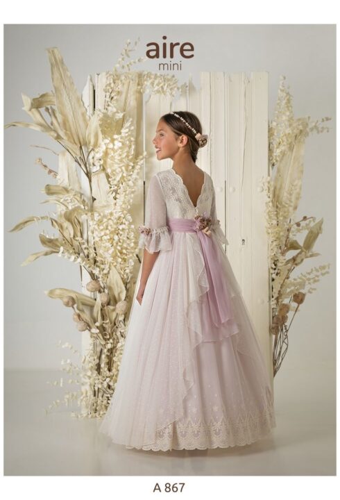 Vestido de comunión A867 tul bordado