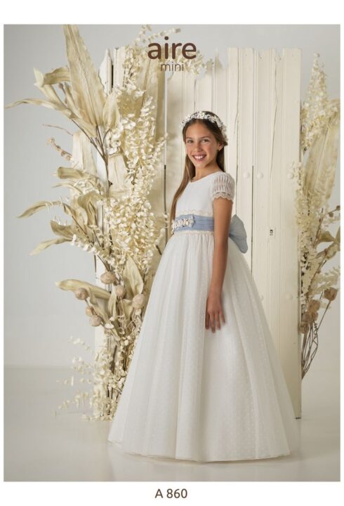 Vestido de comunión A860 tul bodoques