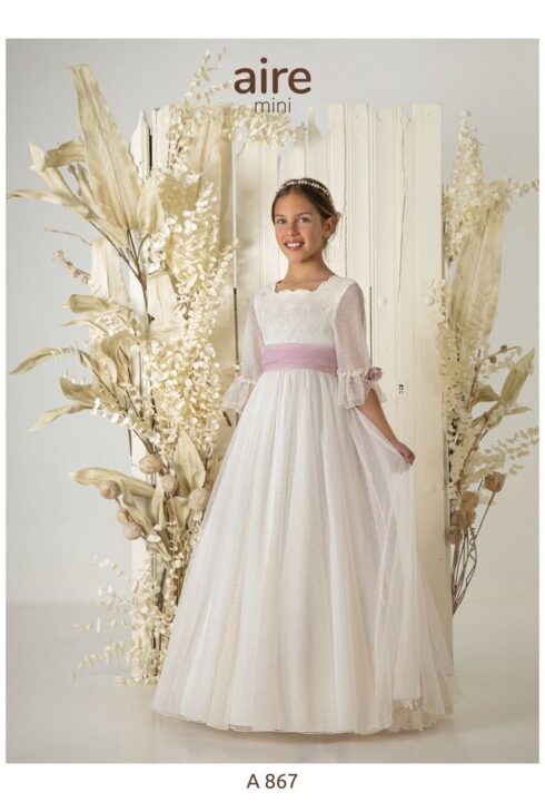 Vestido de comunión A867 tul bordado