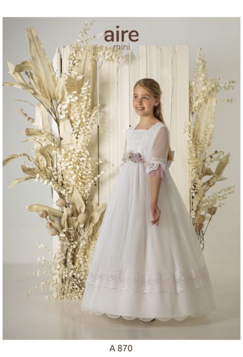 Vestido de comunión A870 tul topos