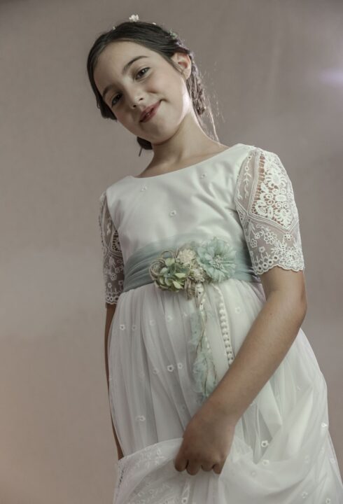 Tocado flores 26107AD  tonos verdes