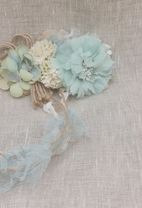 Tocado flores 26107AD  tonos verdes