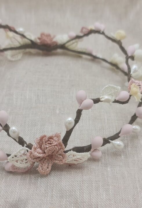 Corona flores 26108C tonos rosas