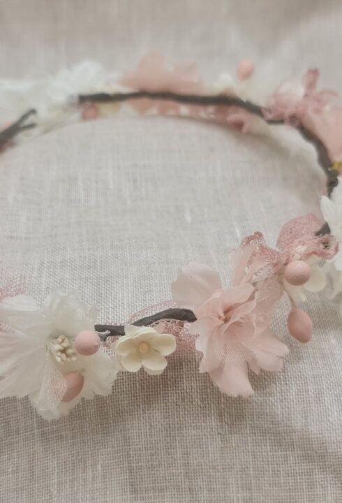 Corona flores 26109C  tonos  rosas