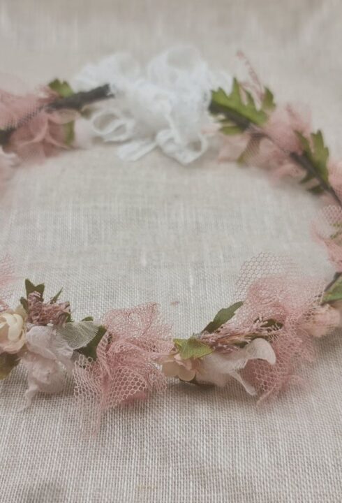 Corona flores 26110 tonos rosas