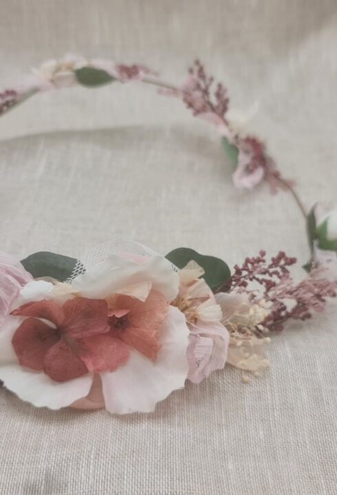 Corona flores kalani rosa