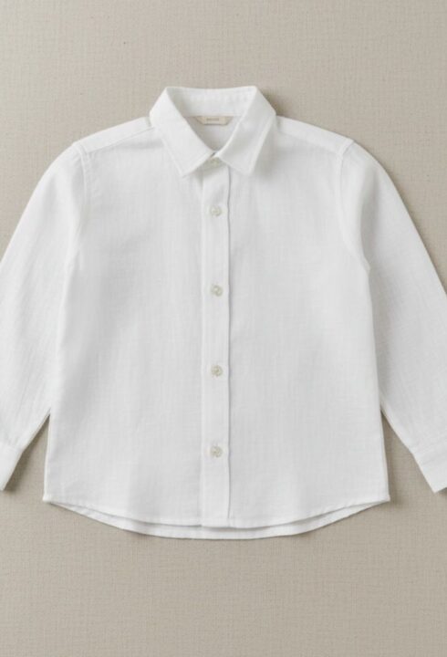 Camisa cuello MATEO .Lino blanco roto