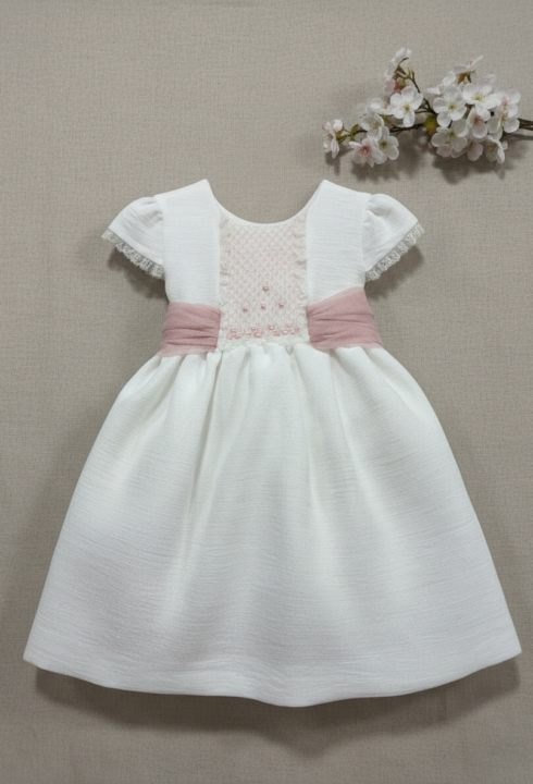 Vestido tul bordado rosa 633306