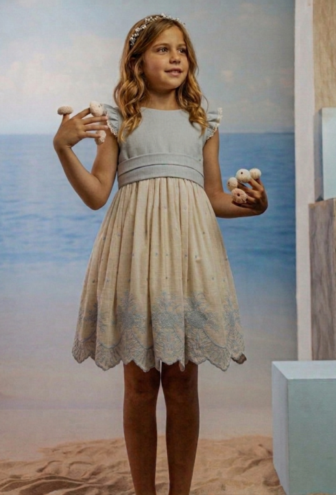 Vestido lino bordado Bimba