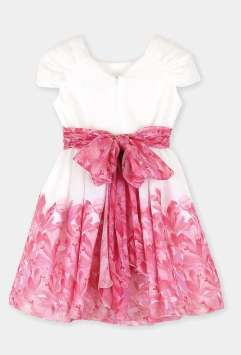 Vestido 634412 gasa estampada fucsia