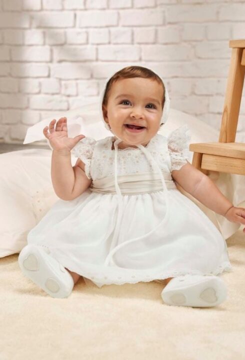Vestido tul bordado rosa 633308