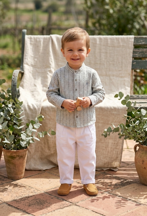 Conjunto pantalon largo y camisa rayas 5214
