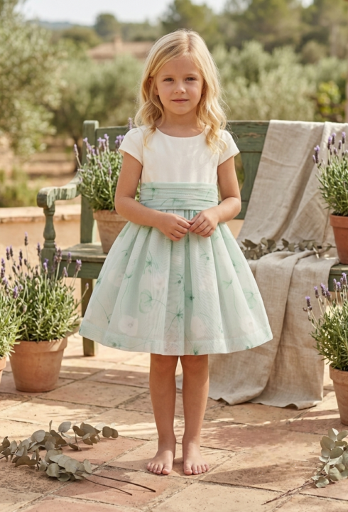 Vestido  Alegría Estampado flores verde agua
