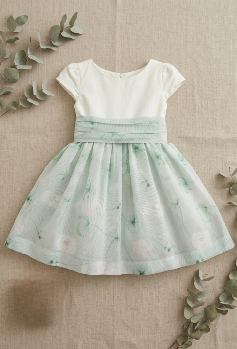 Vestido  Alegría Estampado flores verde agua