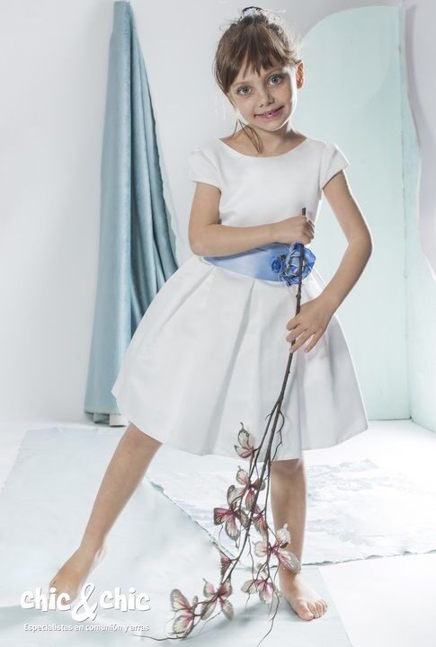 Vestido  Alegría crudo-azul. (1-14 Años)