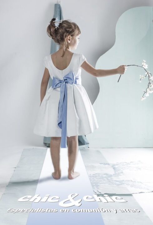 Vestido  Alegría crudo-azul. (1-14 Años)