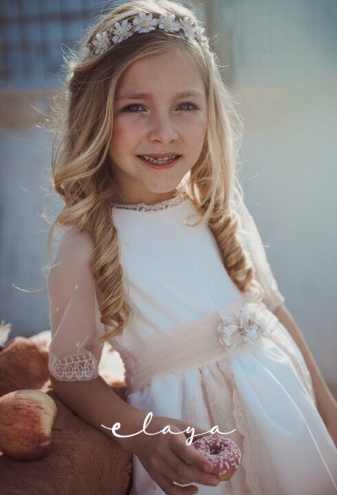 Adorno cinturón Flores 2022-14. Rosa-blanco roto.